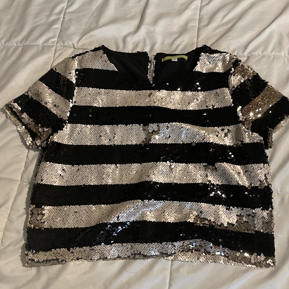 Gianni Binni Gold and black sequence crop top